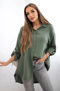 Cotton shirt 65622 / – Khaki цвет / color | Lexline Fashion