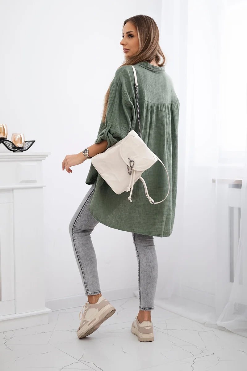 Cotton shirt 65622 / – Khaki цвет / color | Lexline Fashion