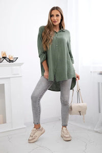 Cotton shirt 65622 / – Khaki цвет / color | Lexline Fashion