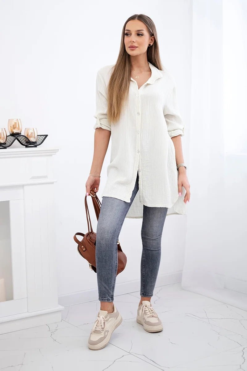 Cotton shirt 65622 / – Light || Beige цвет / color | Lexline Fashion