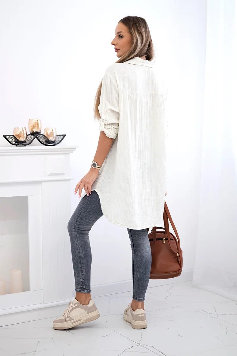 Cotton shirt 65622 / – Light || Beige цвет / color | Lexline Fashion