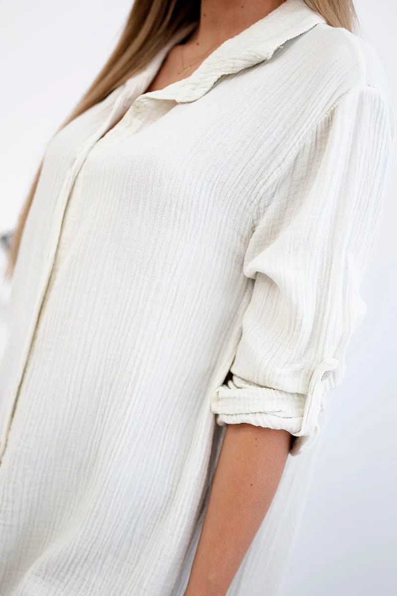Cotton shirt 65622 / – Light || Beige цвет / color | Lexline Fashion