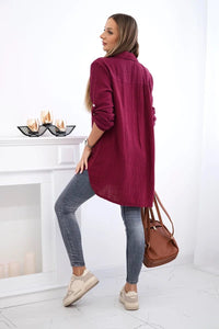 Cotton shirt 65622 / – Maroon цвет / color | Lexline Fashion