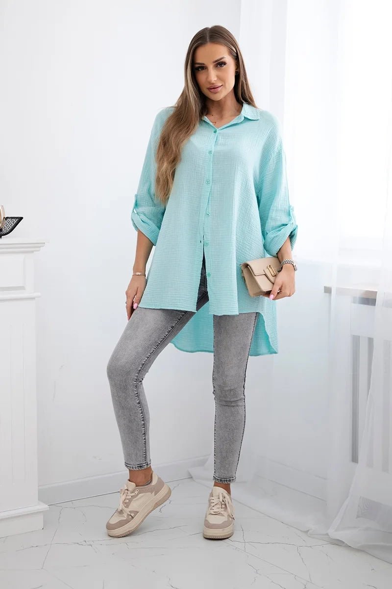 Cotton shirt 65622 / – Mint цвет / color | Lexline Fashion