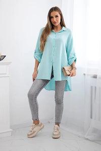 Cotton shirt 65622 / – Mint цвет / color | Lexline Fashion