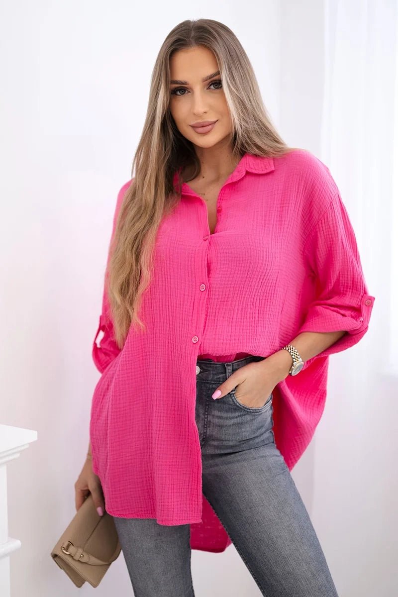 Cotton shirt 65622 / – Pink цвет / color | Lexline Fashion