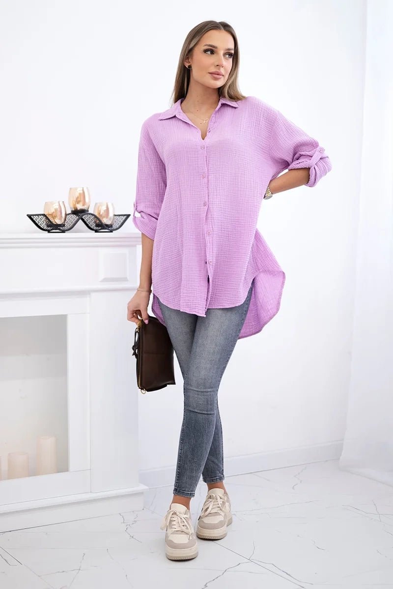 Cotton shirt 65622 / – Purple цвет / color | Lexline Fashion