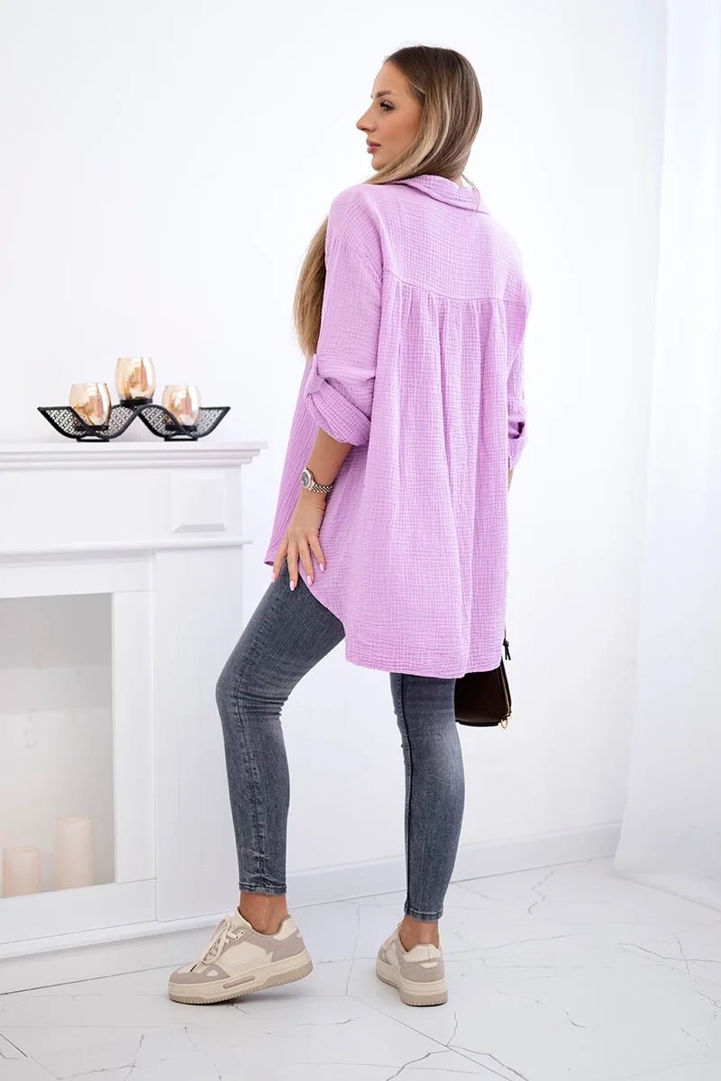 Cotton shirt 65622 / – Purple цвет / color | Lexline Fashion