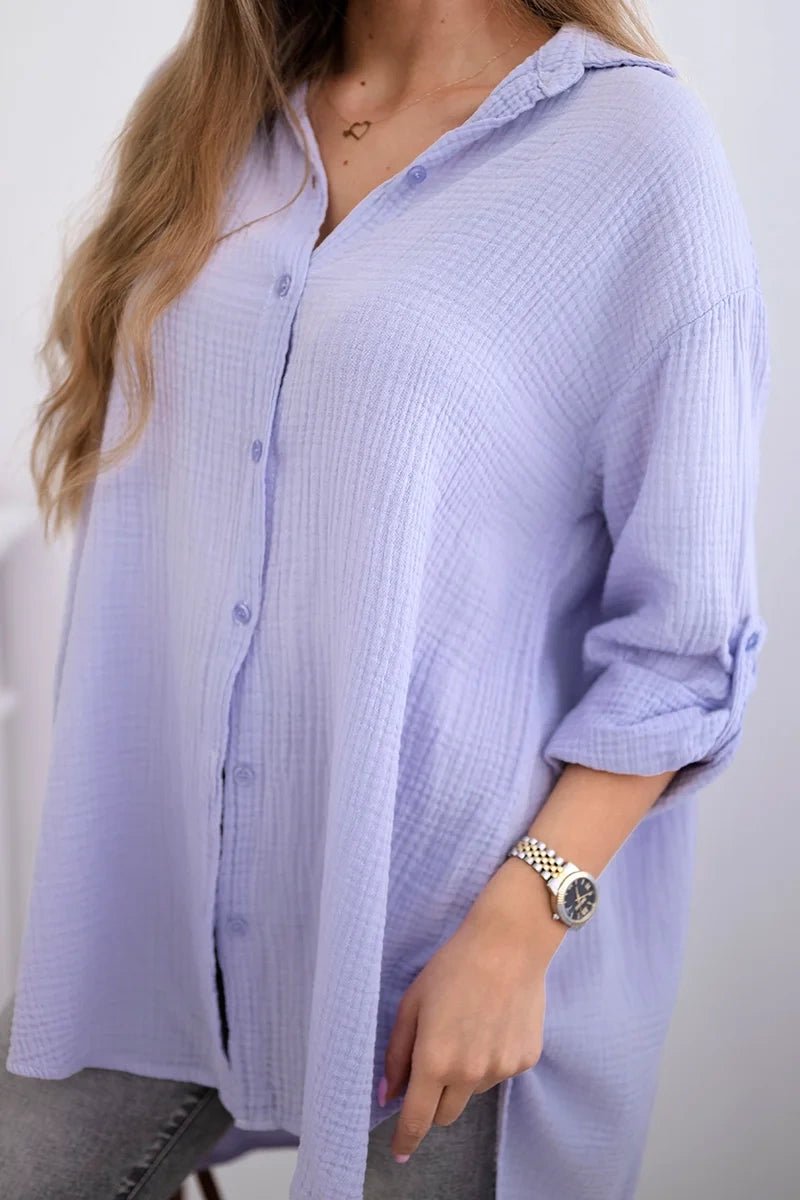 Cotton shirt 65622 / – Purple || Light цвет / color | Lexline Fashion