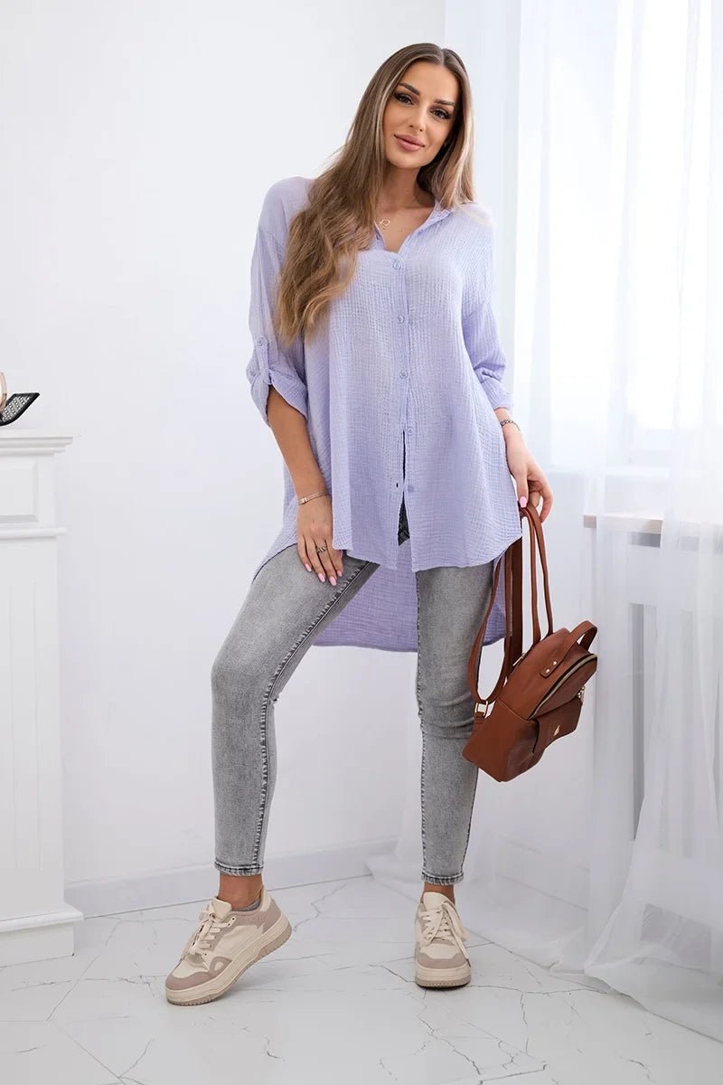 Cotton shirt 65622 / – Purple || Light цвет / color | Lexline Fashion