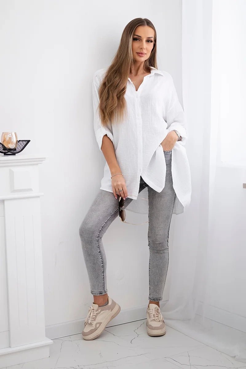 Cotton shirt 65622 / – White цвет / color | Lexline Fashion