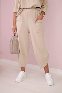 Cotton sweatshirt and pants 6171G / – Beige цвет / color | Lexline Fashion