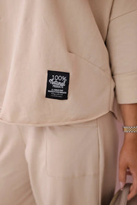 Cotton sweatshirt and pants 6171G / – Beige цвет / color | Lexline Fashion