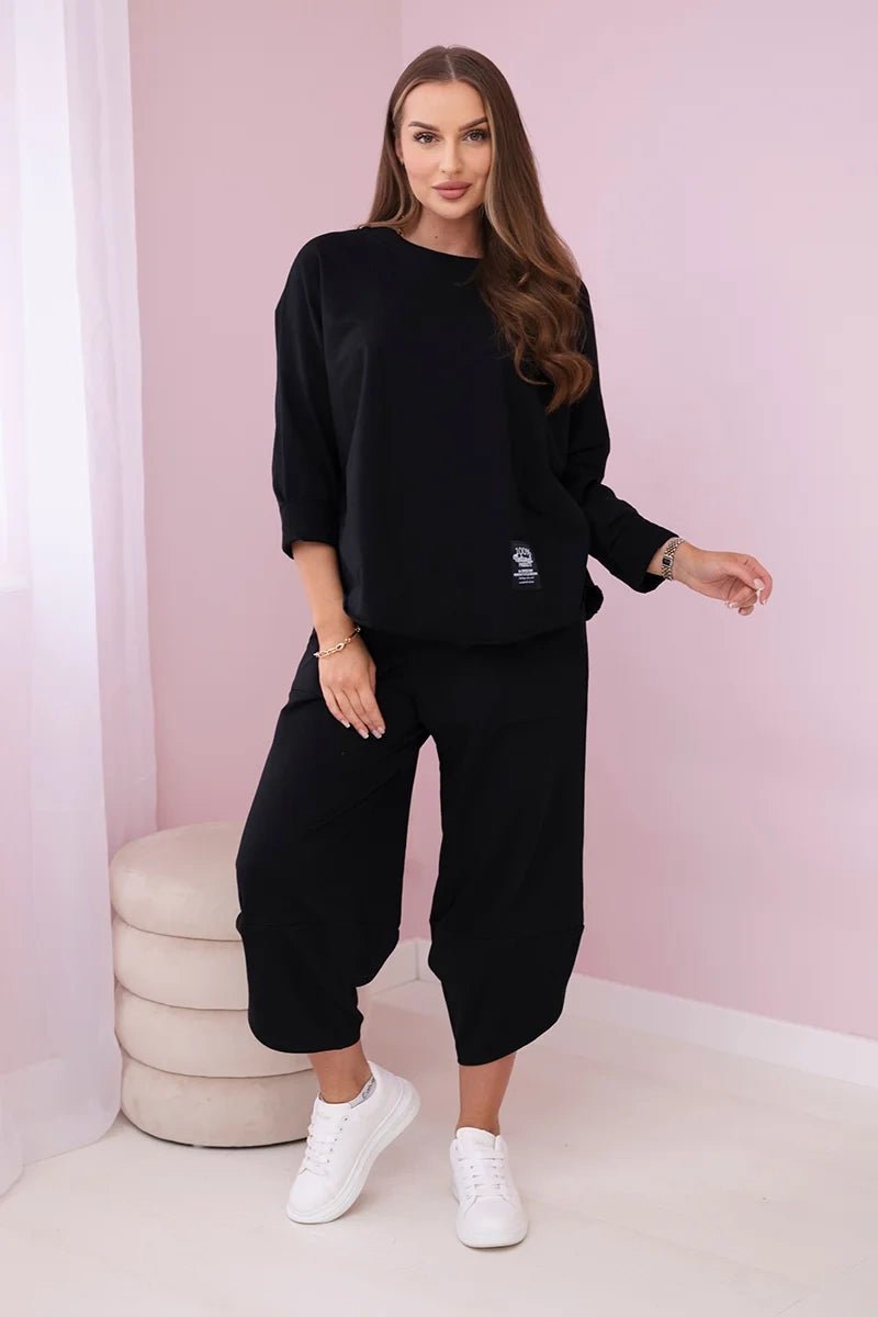 Cotton sweatshirt and pants 6171G / – Black цвет / color | Lexline Fashion