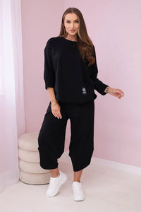 Cotton sweatshirt and pants 6171G / – Black цвет / color | Lexline Fashion