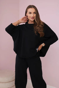 Cotton sweatshirt and pants 6171G / – Black цвет / color | Lexline Fashion
