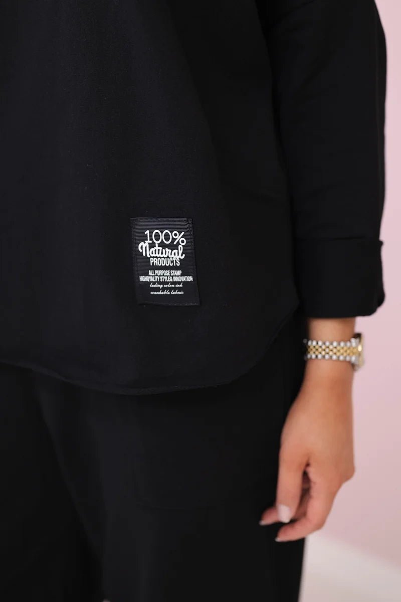 Cotton sweatshirt and pants 6171G / – Black цвет / color | Lexline Fashion