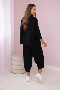 Cotton sweatshirt and pants 6171G / – Black цвет / color | Lexline Fashion