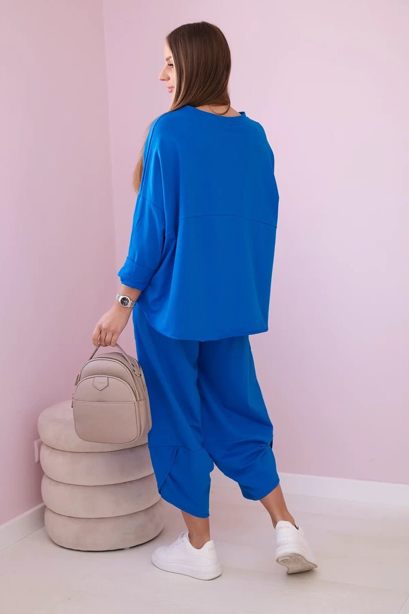 Cotton sweatshirt and pants 6171G / – Blue cornflower цвет / color | Lexline Fashion