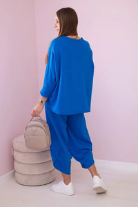 Cotton sweatshirt and pants 6171G / – Blue cornflower цвет / color | Lexline Fashion