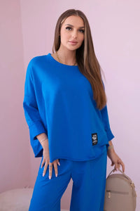 Cotton sweatshirt and pants 6171G / – Blue cornflower цвет / color | Lexline Fashion