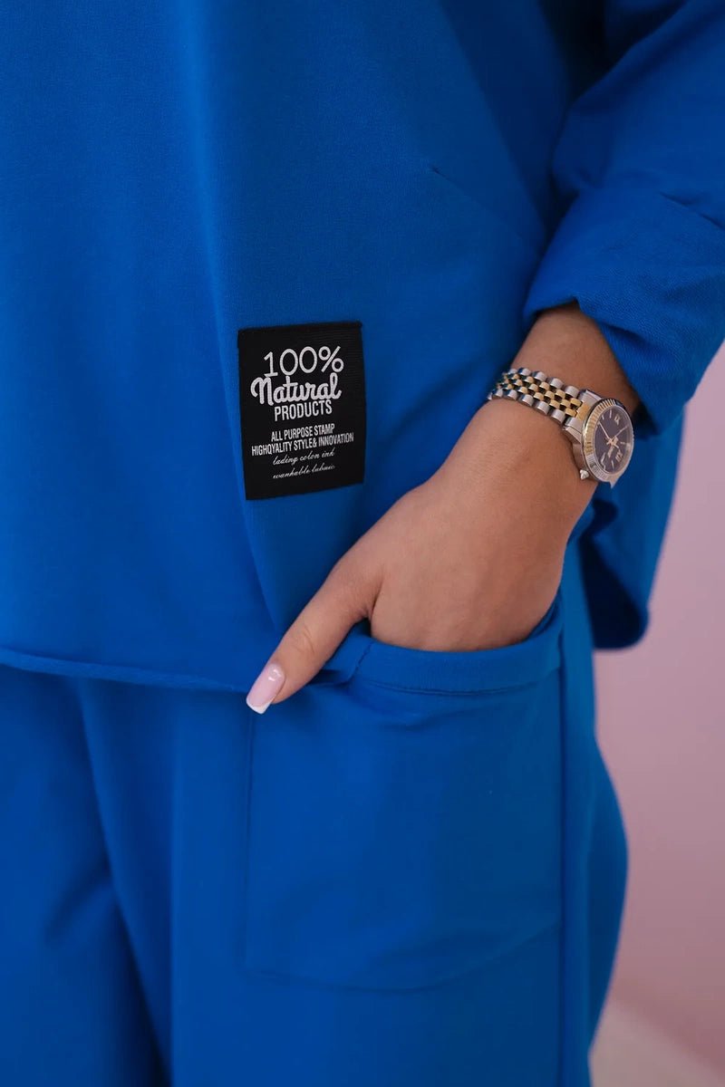 Cotton sweatshirt and pants 6171G / – Blue cornflower цвет / color | Lexline Fashion