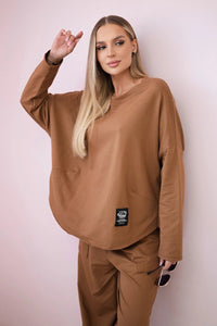 Cotton sweatshirt and pants 6171G / – Camel цвет / color | Lexline Fashion