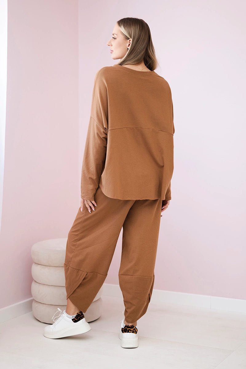 Cotton sweatshirt and pants 6171G / – Camel цвет / color | Lexline Fashion