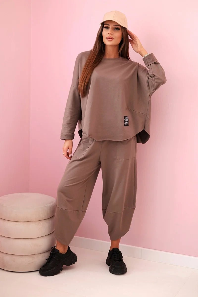 Cotton sweatshirt and pants 6171G / – Cappuccino цвет / color | Lexline Fashion