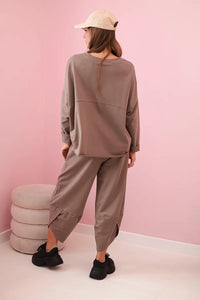 Cotton sweatshirt and pants 6171G / – Cappuccino цвет / color | Lexline Fashion