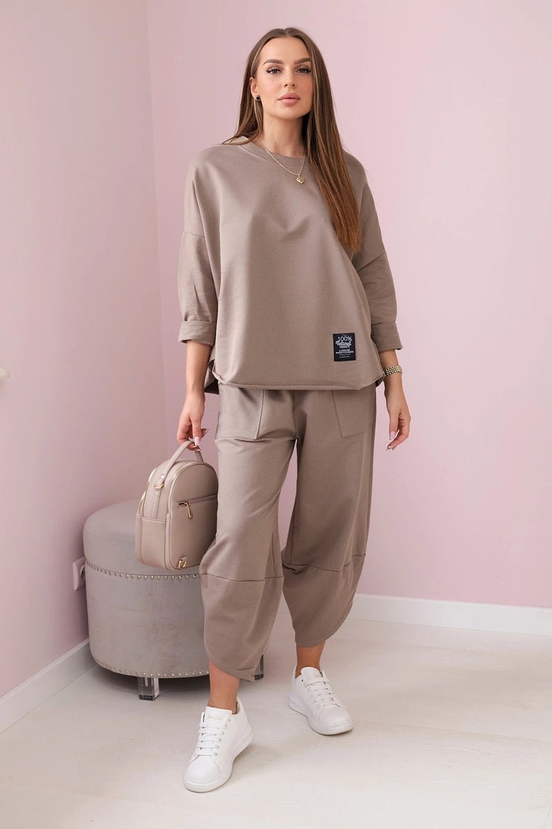 Cotton sweatshirt and pants 6171G / – Fango цвет / color | Lexline Fashion