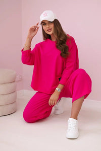 Cotton sweatshirt and pants 6171G / – Fuchsia цвет / color | Lexline Fashion
