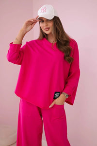 Cotton sweatshirt and pants 6171G / – Fuchsia цвет / color | Lexline Fashion