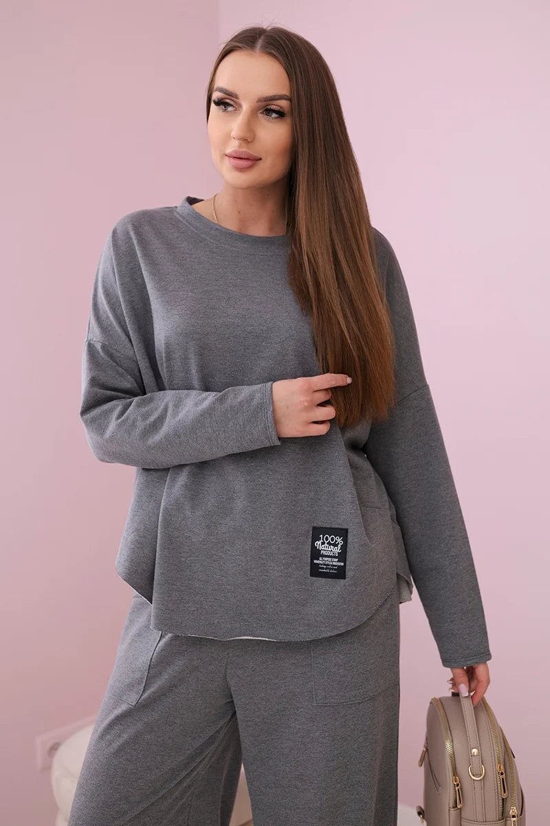 Cotton sweatshirt and pants 6171G / – Graphite цвет / color | Lexline Fashion