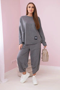 Cotton sweatshirt and pants 6171G / – Graphite цвет / color | Lexline Fashion