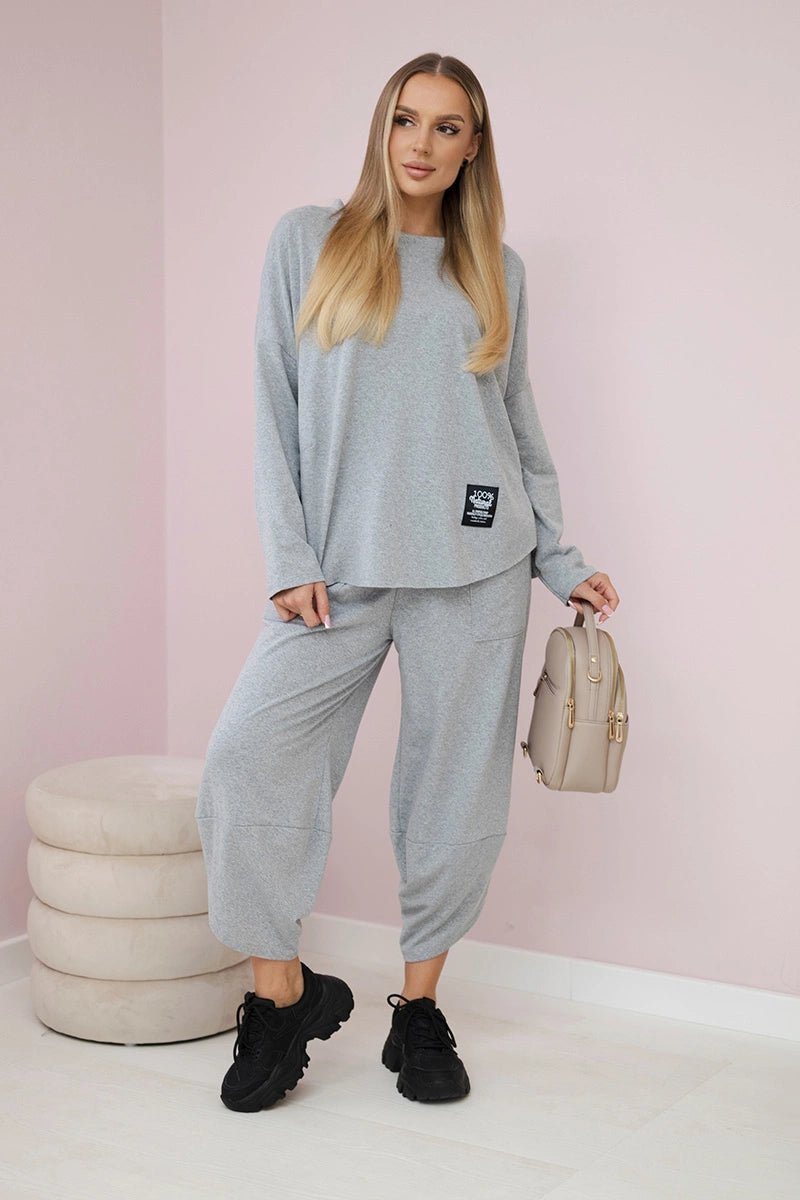 Cotton sweatshirt and pants 6171G / – Gray цвет / color | Lexline Fashion