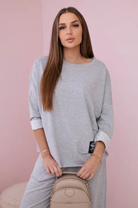 Cotton sweatshirt and pants 6171G / – Gray || Light цвет / color | Lexline Fashion