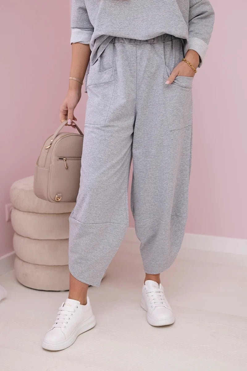 Cotton sweatshirt and pants 6171G / – Gray || Light цвет / color | Lexline Fashion