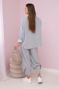 Cotton sweatshirt and pants 6171G / – Gray || Light цвет / color | Lexline Fashion