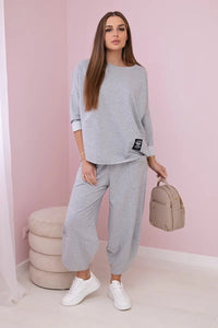 Cotton sweatshirt and pants 6171G / – Gray || Light цвет / color | Lexline Fashion