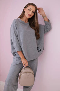 Cotton sweatshirt and pants 6171G / – Gray || Melange цвет / color | Lexline Fashion