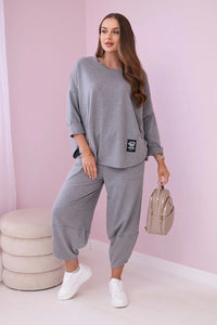 Cotton sweatshirt and pants 6171G / – Gray || Melange цвет / color | Lexline Fashion