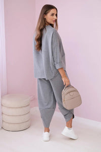 Cotton sweatshirt and pants 6171G / – Gray || Melange цвет / color | Lexline Fashion