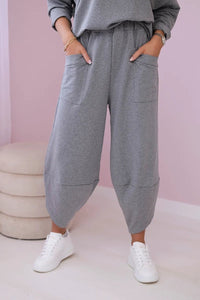 Cotton sweatshirt and pants 6171G / – Gray || Melange цвет / color | Lexline Fashion