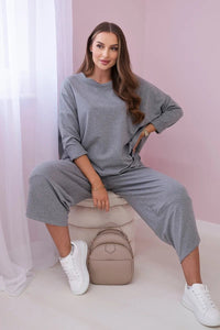 Cotton sweatshirt and pants 6171G / – Gray || Melange цвет / color | Lexline Fashion