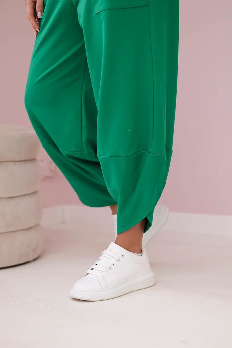 Cotton sweatshirt and pants 6171G / – Green цвет / color | Lexline Fashion