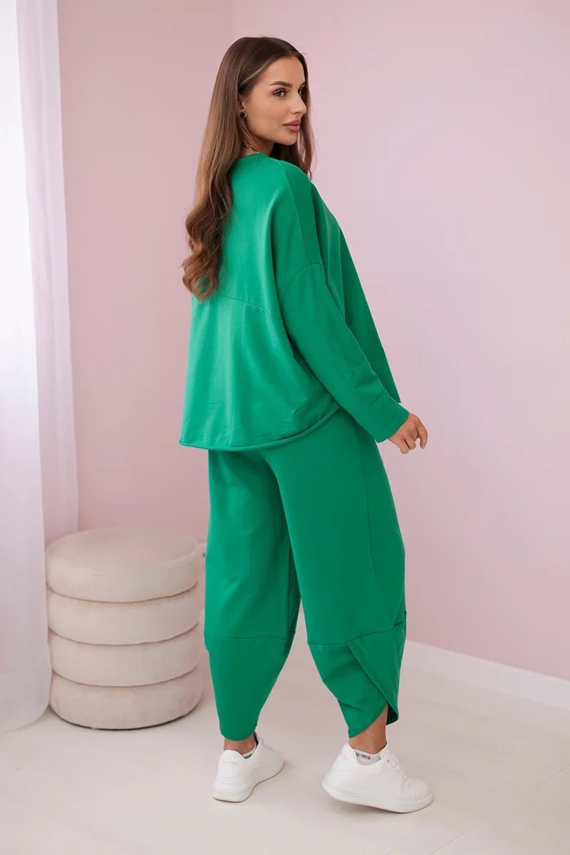 Cotton sweatshirt and pants 6171G / – Green цвет / color | Lexline Fashion