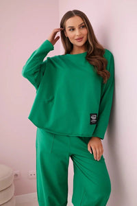 Cotton sweatshirt and pants 6171G / – Green цвет / color | Lexline Fashion