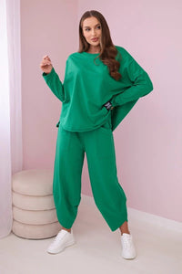 Cotton sweatshirt and pants 6171G / – Green цвет / color | Lexline Fashion