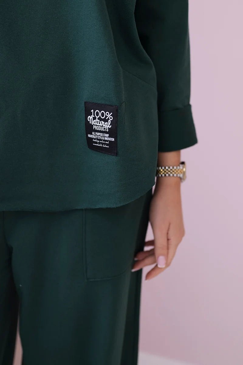 Cotton sweatshirt and pants 6171G / – Green || Dark цвет / color | Lexline Fashion